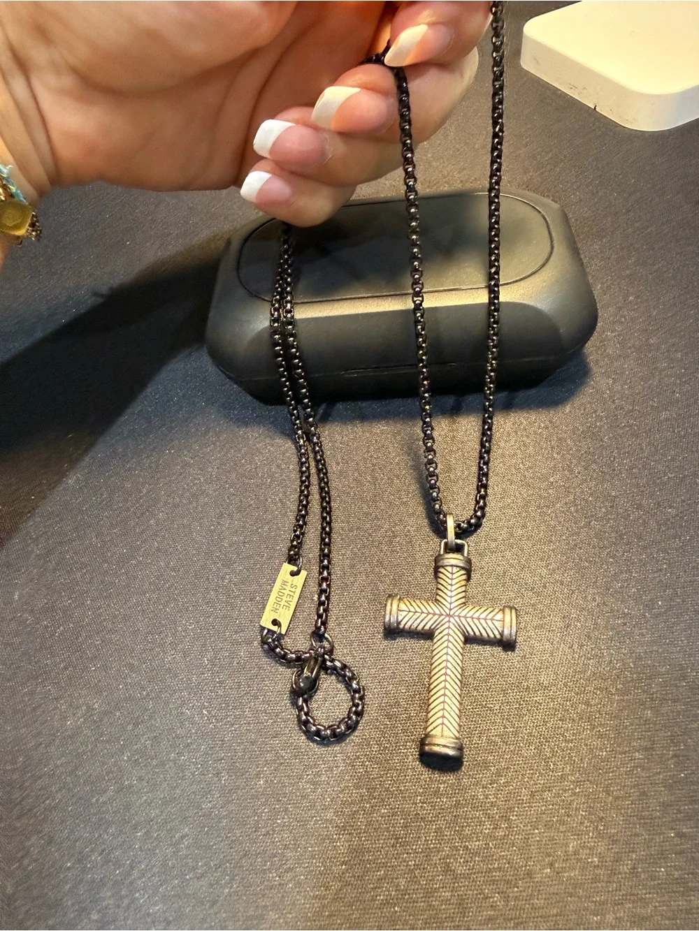 Black Stainless Steel Cross Pendant Necklace for Men